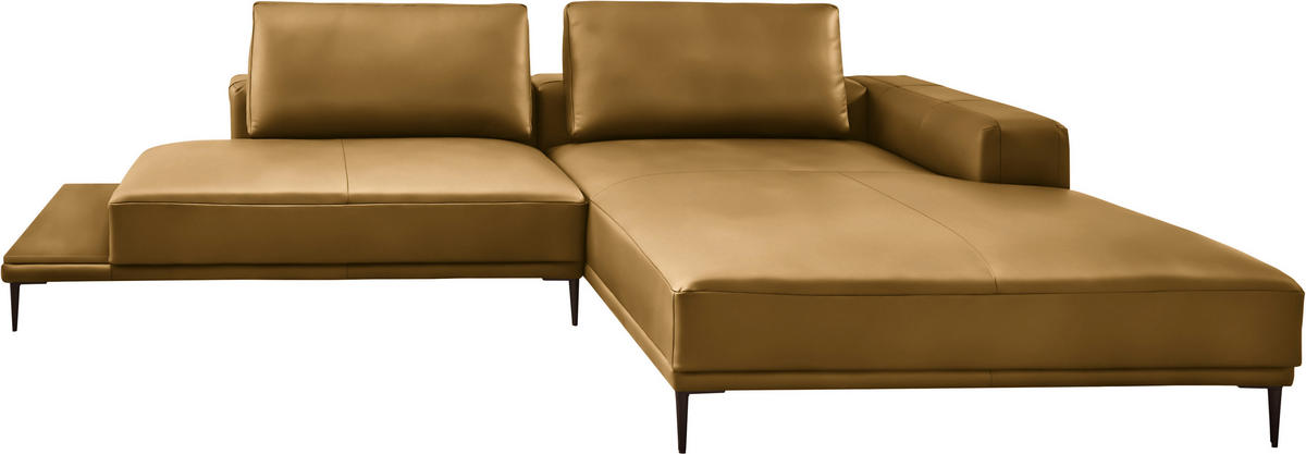 ECKSOFA Echtleder Senfgelb  - Senfgelb/Schwarz, Design, Leder/Metall (304/201cm) - Belluti