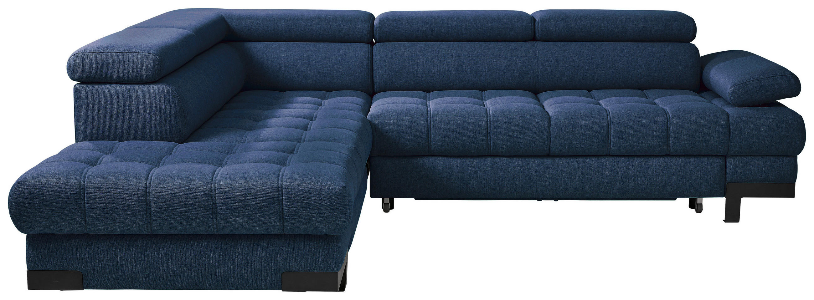 ECKSOFA Dunkelblau Webstoff - Schwarz/Dunkelblau, Design, Textil/Metall (223/263cm) - Welnova