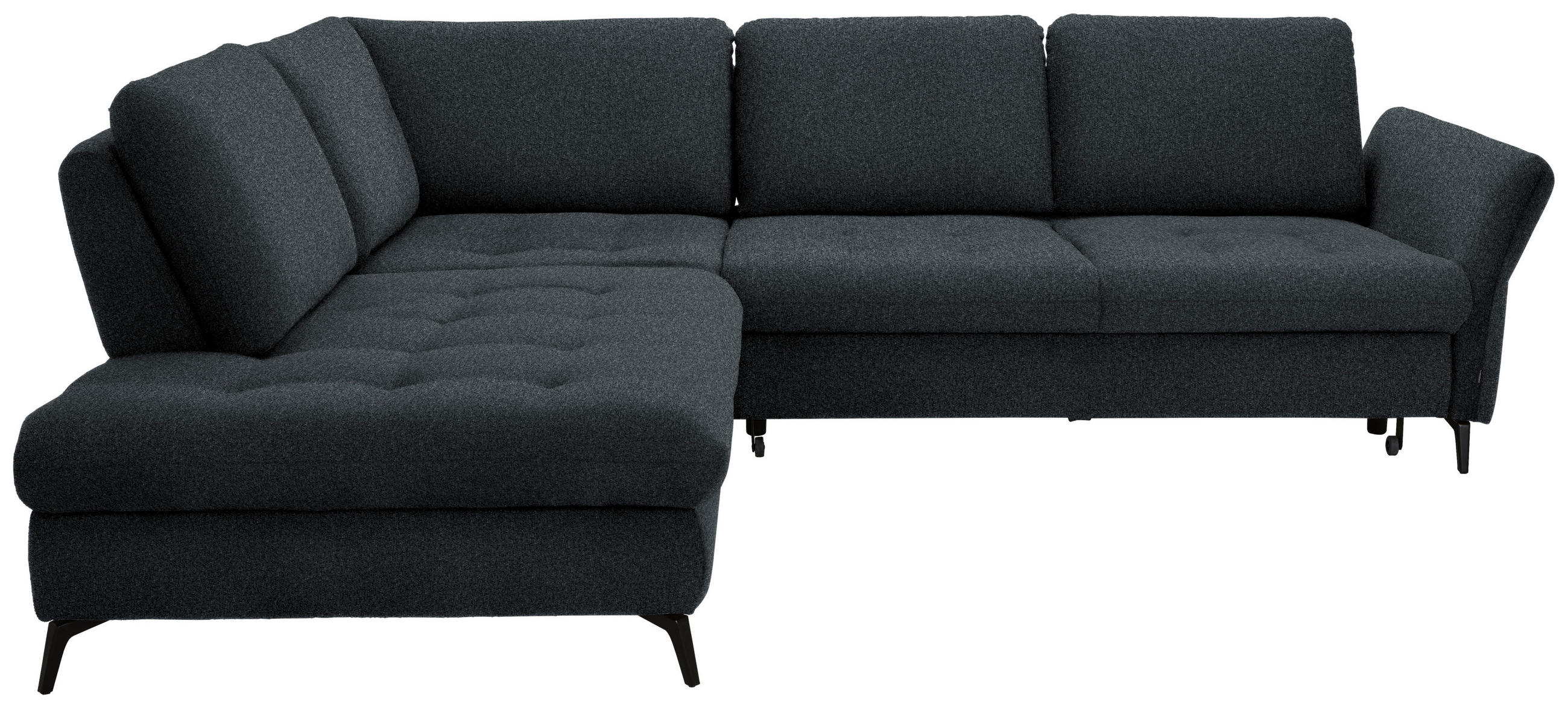ECKSOFA in Struktur Anthrazit  233/288 cm  - Anthrazit/Schwarz, Natur, Textil/Metall (233/288cm) - Valnatura