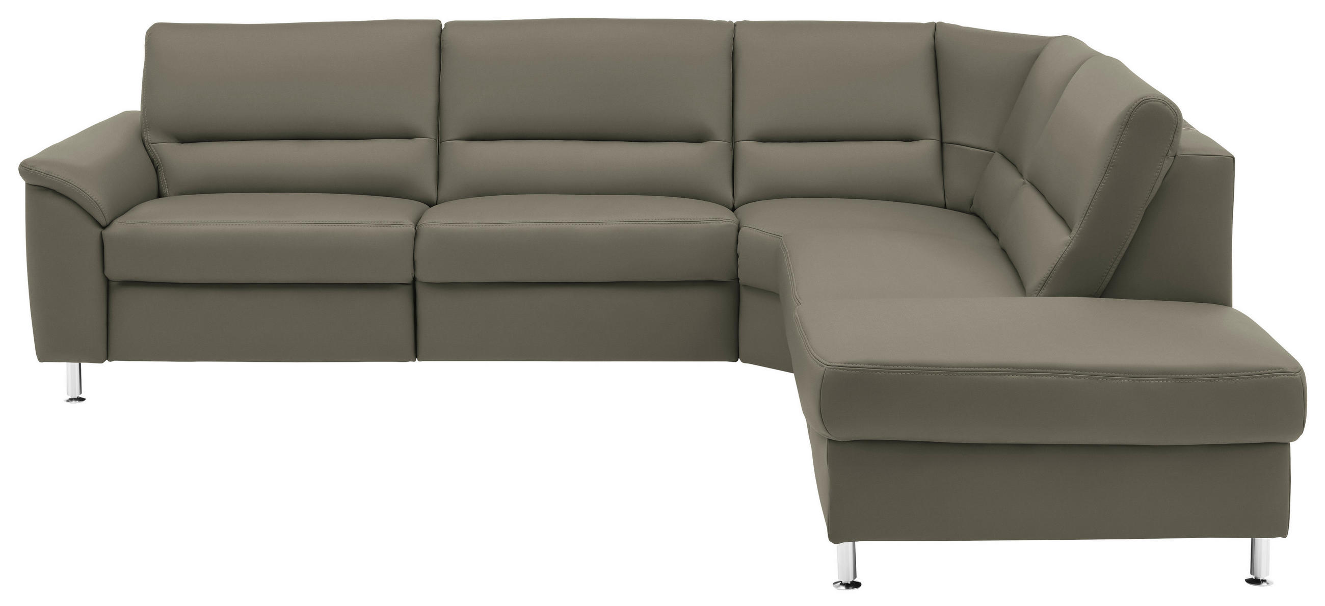 ECKSOFA in Echtleder Hellgrau  290/249 cm  - Hellgrau/Alufarben, KONVENTIONELL, Leder/Metall (290/249cm) - Beldomo Premium