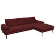 ECKSOFA in Echtleder Rot  310/180 cm  - Rot/Schwarz, Design, Leder/Metall (310/180cm) - Dieter Knoll