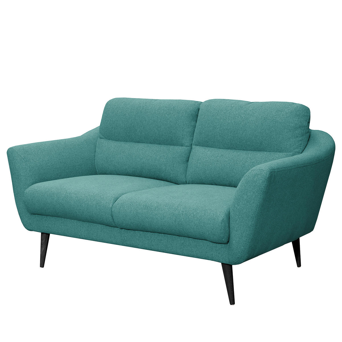2-SITZER-SOFA in Webstoff Türkis  - Türkis/Schwarz, Design, Holz/Textil (158/87/88cm) - Livetastic