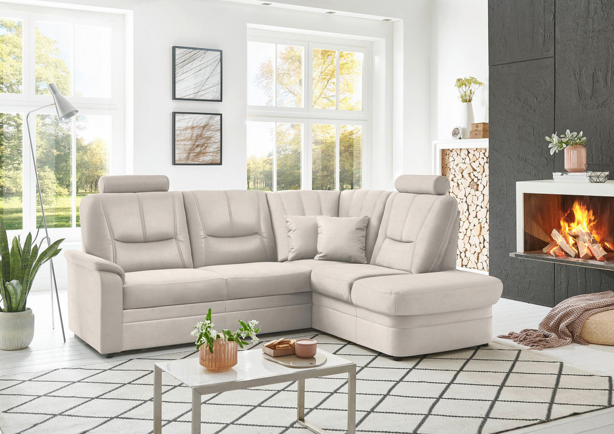 ECKSOFA Chenille Naturfarben  - Schwarz/Naturfarben, Konventionell, Kunststoff/Textil (235/185cm) - Beldomo Comfort