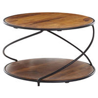 COUCHTISCH Sheesham massiv 58/58/35 cm rund Sheeshamfarben  - Sheeshamfarben/Schwarz, MODERN, Holz/Metall (58/58/35cm) - MID.YOU