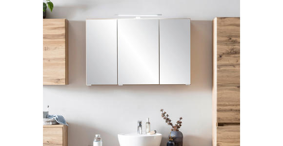 SPIEGELSCHRANK 100/64/20 cm - Eiche Wotan/Alufarben, Natur, Glas/Holzwerkstoff (100/64/20cm) - Xora