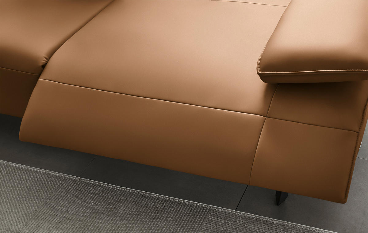 ECKSOFA  in Echtleder Cognac  230/290 cm  - Cognac/Anthrazit, Design, Leder/Metall (230/290cm) - Johann Jakob