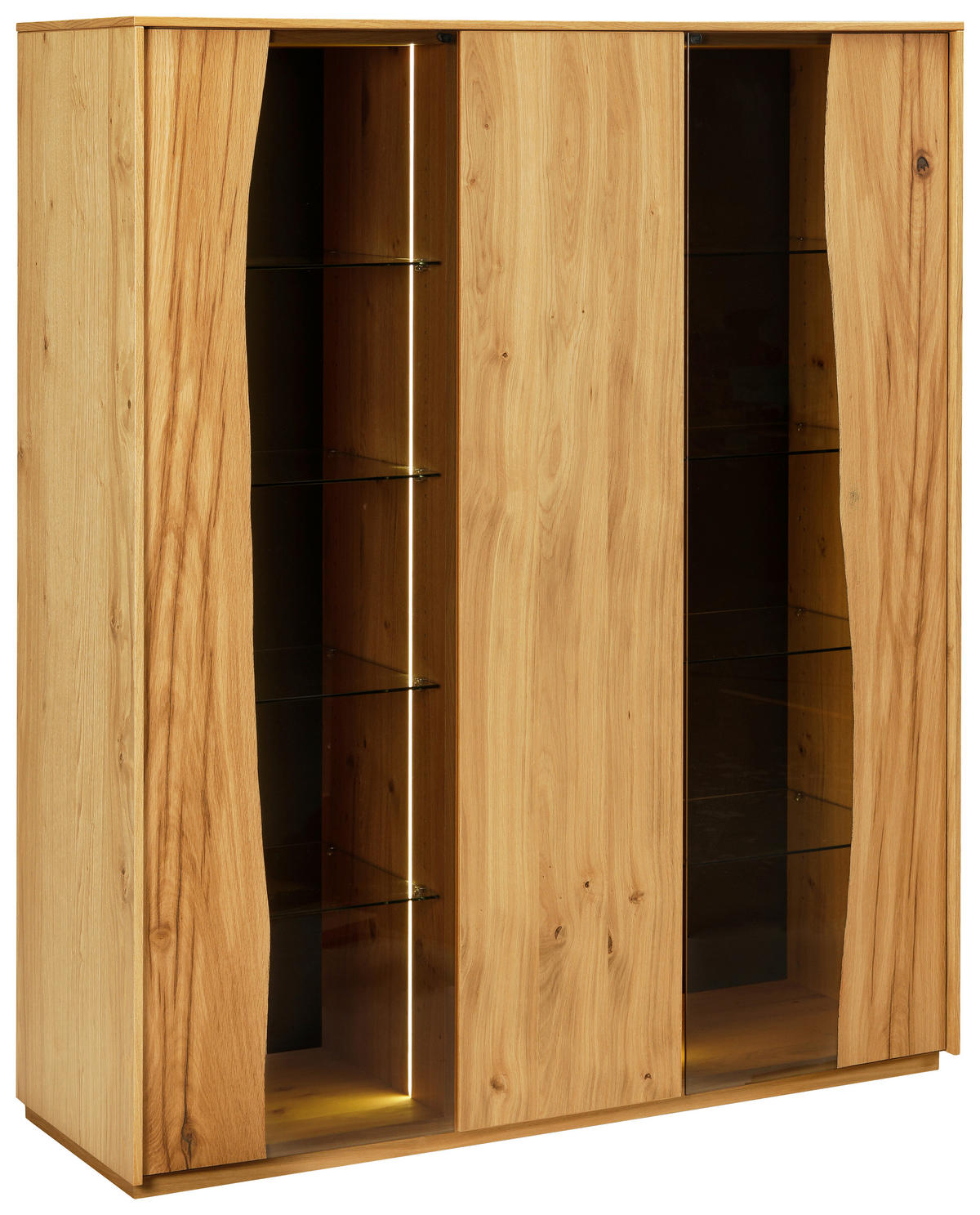 HIGHBOARD  127,7/154,3/43,8 cm  - Wildeiche/Grau, Modern, Glas/Holz (127,7/154,3/43,8cm) - Moderano