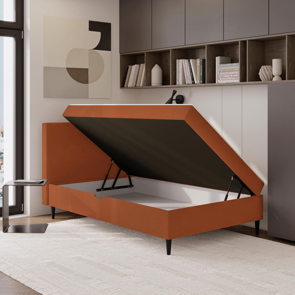 BOXBETT 120/200 cm  in Rot  - Rot/Schwarz, KONVENTIONELL, Textil (120/200cm) - P & B