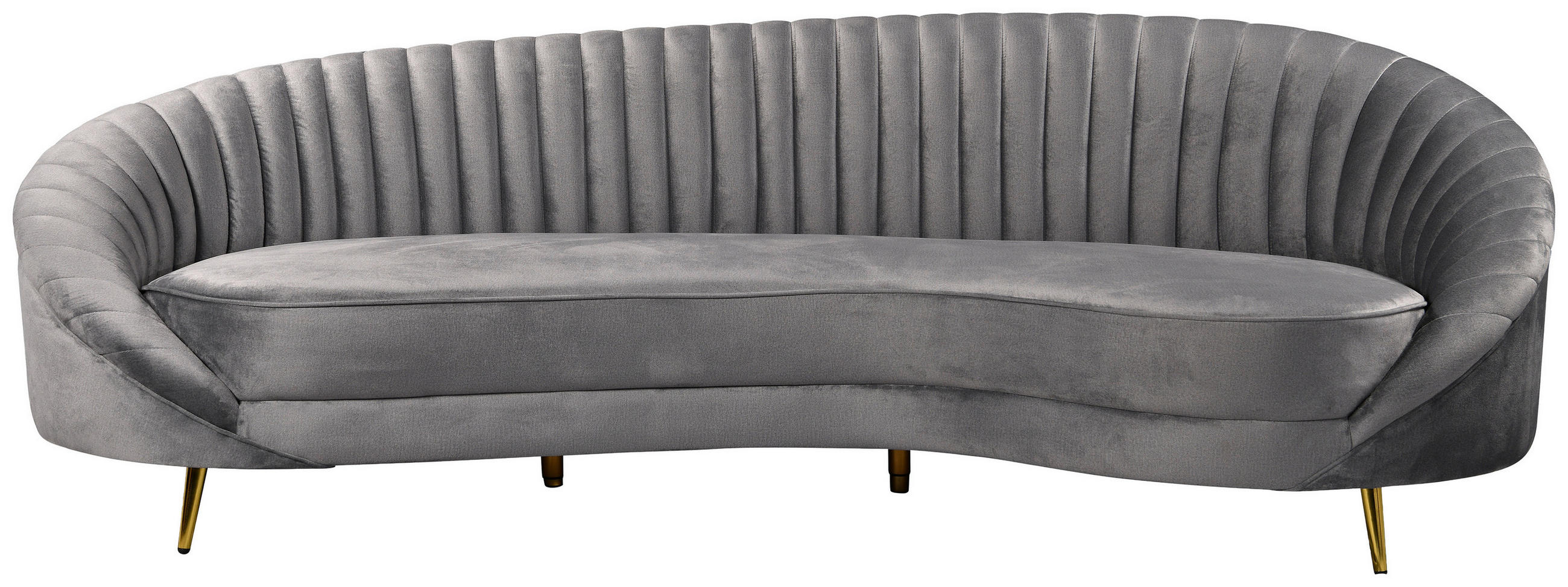 3-SITZER-SOFA ELARA Samt Grau  - Goldfarben/Grau, Design, Textil/Metall (246/81/111cm) - MID.YOU