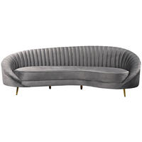 3-SITZER-SOFA ELARA Samt Grau  - Goldfarben/Grau, Design, Textil/Metall (246/81/111cm) - MID.YOU