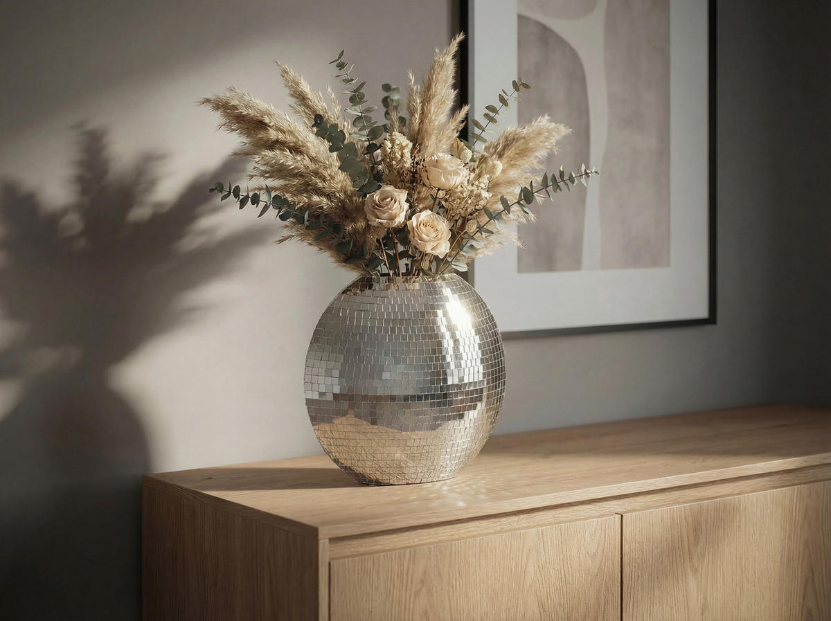 VASE 35 cm  - Silberfarben, Design, Metall (40/10/35cm) - Livetastic