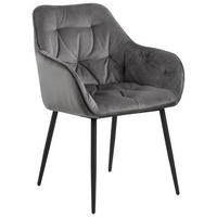 ARMLEHNSTUHL  in Stahl Velours  - Dunkelgrau/Schwarz, Trend, Textil/Metall (58/83/55cm) - Livetastic