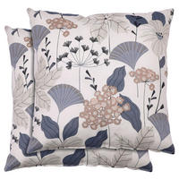 ZIERKISSENSET in Beige, Blau Floral 48/48 cm  - Blau/Beige, Basics, Textil (48/48cm)