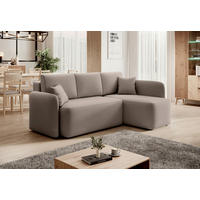ECKSOFA Beige Plüsch  - Beige/Schwarz, Design, Kunststoff/Textil (206/150cm) - MID.YOU