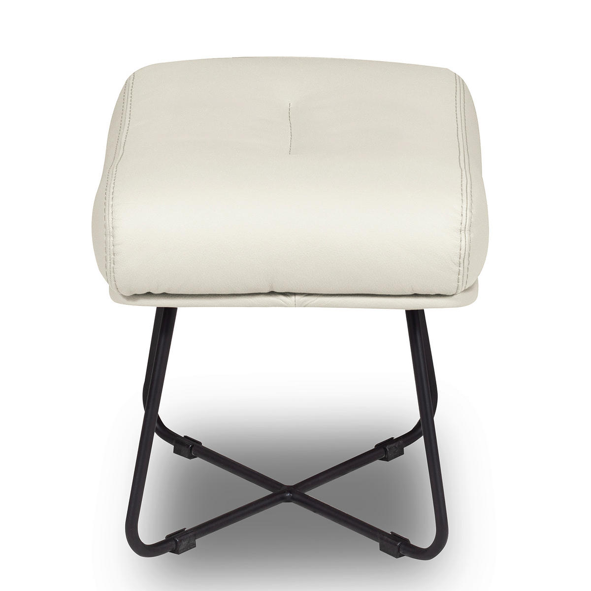 SESSELSET Echtleder Weiss  - Weiss/Schwarz, Design, Leder/Metall (67/87/74cm) - Livetastic