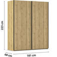 SCHWEBETÜRENSCHRANK 180/223/68 cm 2-türig Eichefarben  - Eichefarben/Schwarz, Design, Holz/Holzwerkstoff (180/223/68cm) - Novel