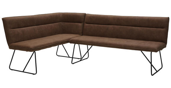ECKBANK Mikrofaser Schwarz, Schlammfarben - Schlammfarben/Schwarz, Design, Textil/Metall (155/222cm) - Valnatura