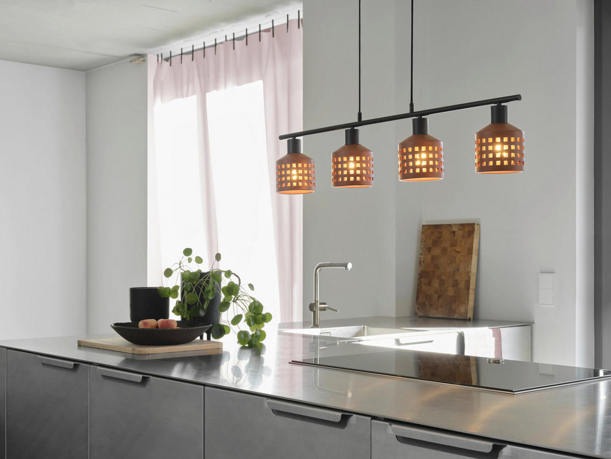HÄNGELEUCHTE 90.5/12.5/150 cm  - Braun, Basics, Stein/Metall (90.5/12.5/150cm) - Osram