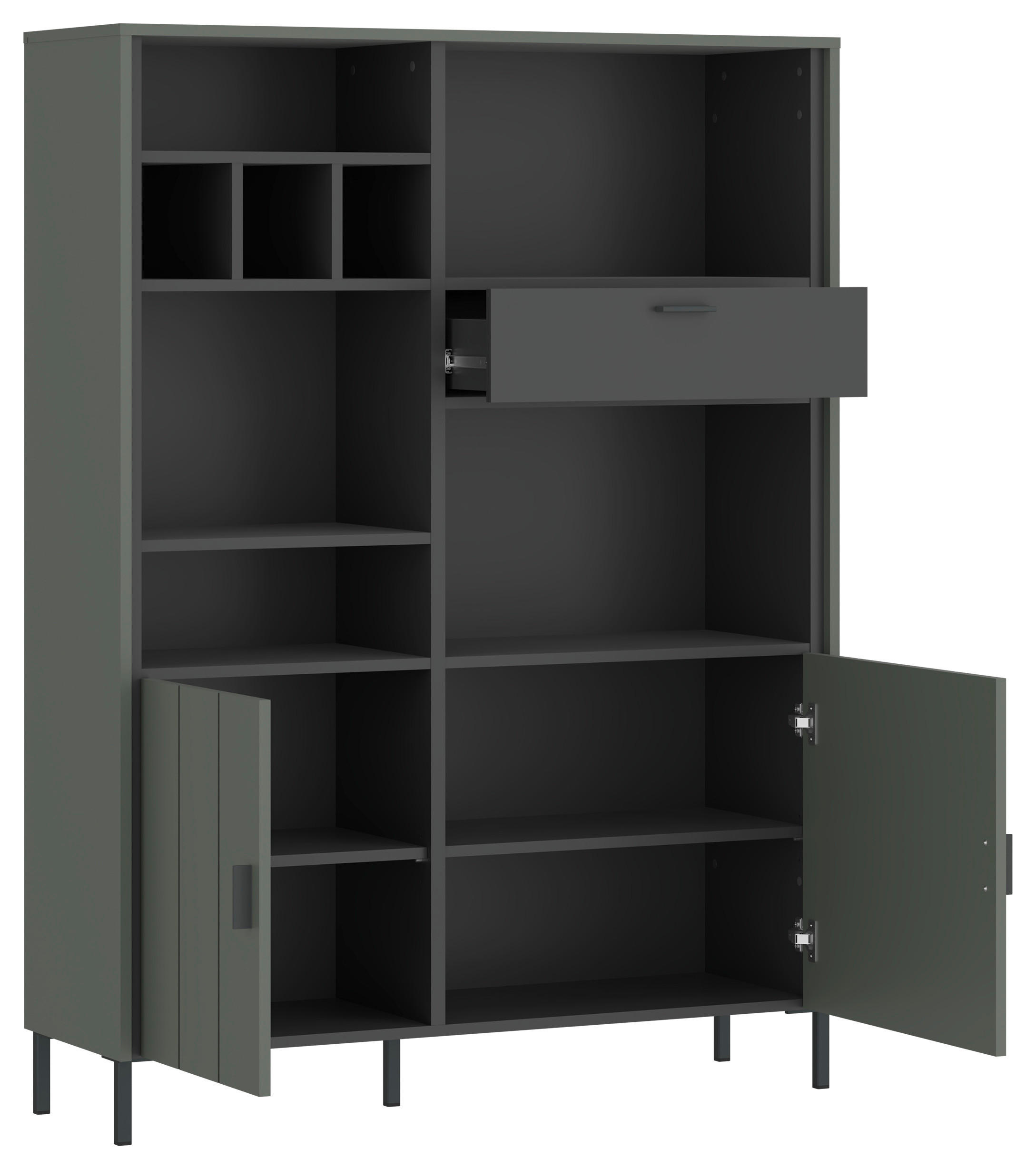 HIGHBOARD SHIRLEY  in 112,1/156/40 cm  - Schlammfarben/Anthrazit, Design, Holzwerkstoff/Kunststoff (112,1/156/40cm) - Carryhome