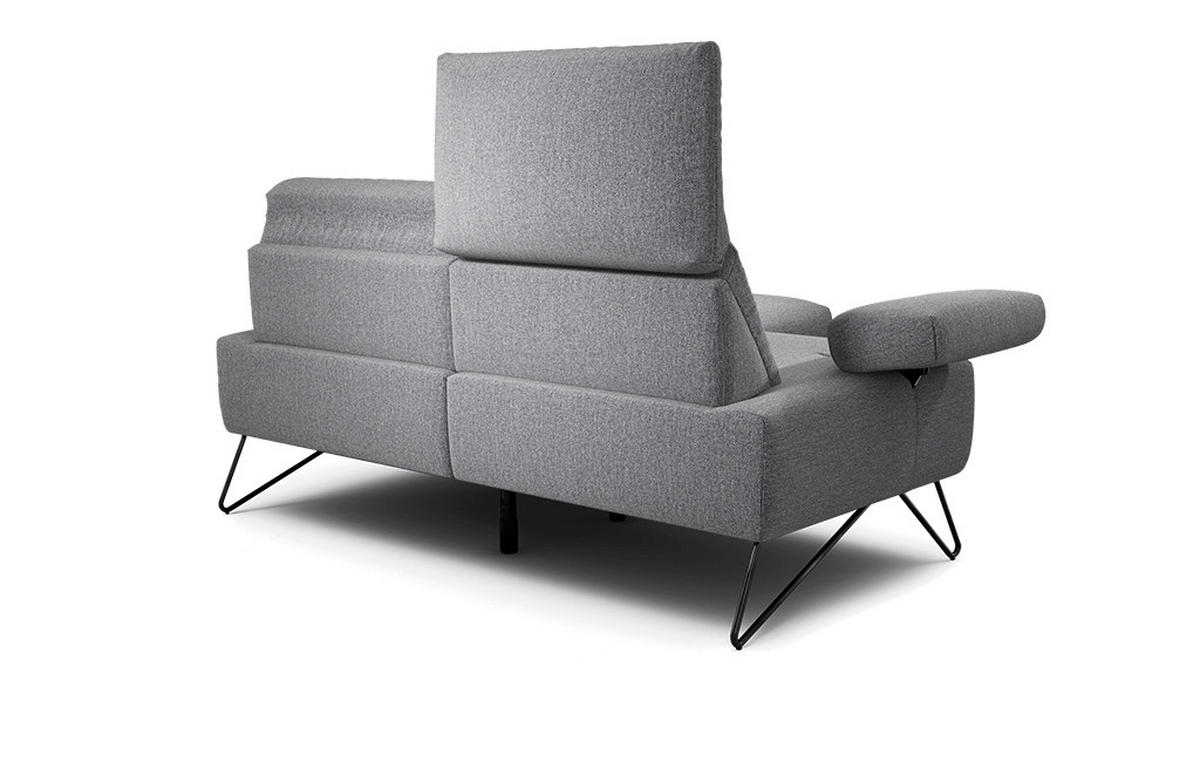 2-SITZER-SOFA in Chenille Anthrazit  - Anthrazit/Schwarz, Design, Textil/Metall (164-194/85/86-94cm) - SENSOO