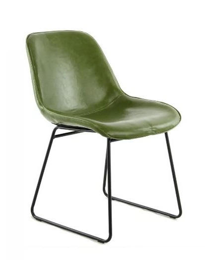 STUHL-SET 2 Stück  in Lederlook Metall, Leder  - Grün, MODERN, Leder/Metall (49,5/81/64,5cm) - Kayoom