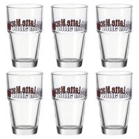 LATTE-MACCHIATO-SET Solo 6-teilig  - Klar/Schwarz, Basics, Glas (400ml) - Leonardo