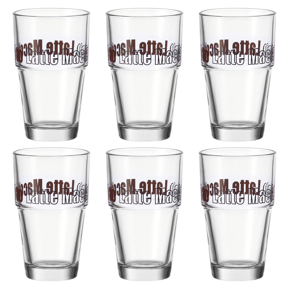 LATTE-MACCHIATO-SET Solo 6-teilig  - Klar/Schwarz, Basics, Glas (400ml) - Leonardo