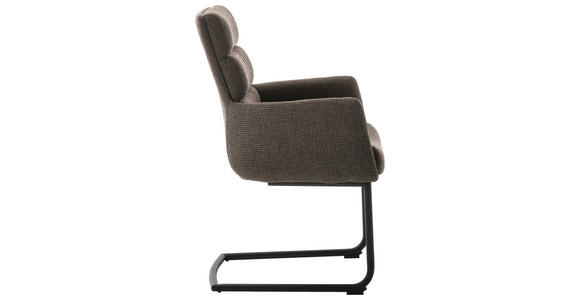 ARMLEHNSTUHL in Stahl Webstoff - Schwarz/Cappuccino, Design, Textil/Metall (61/90/64cm) - Dieter Knoll
