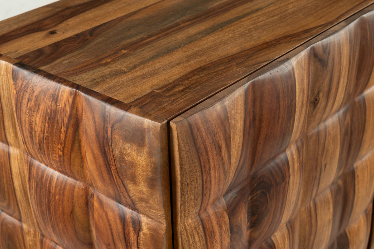 HIGHBOARD  109/120/42 cm  - Sheeshamfarben/Schwarz, Trend, Holz/Metall (109/120/42cm) - Ambia Home