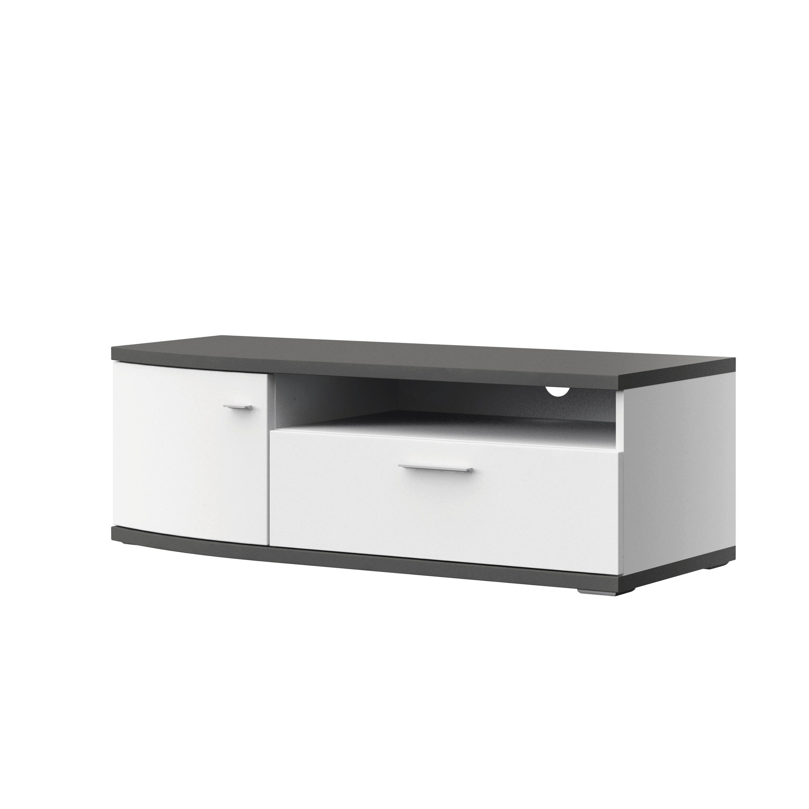 TV-ELEMENT - Weiß Hochglanz/Alufarben, Design, Holzwerkstoff/Kunststoff (121,3/40,5/50cm) - Xora