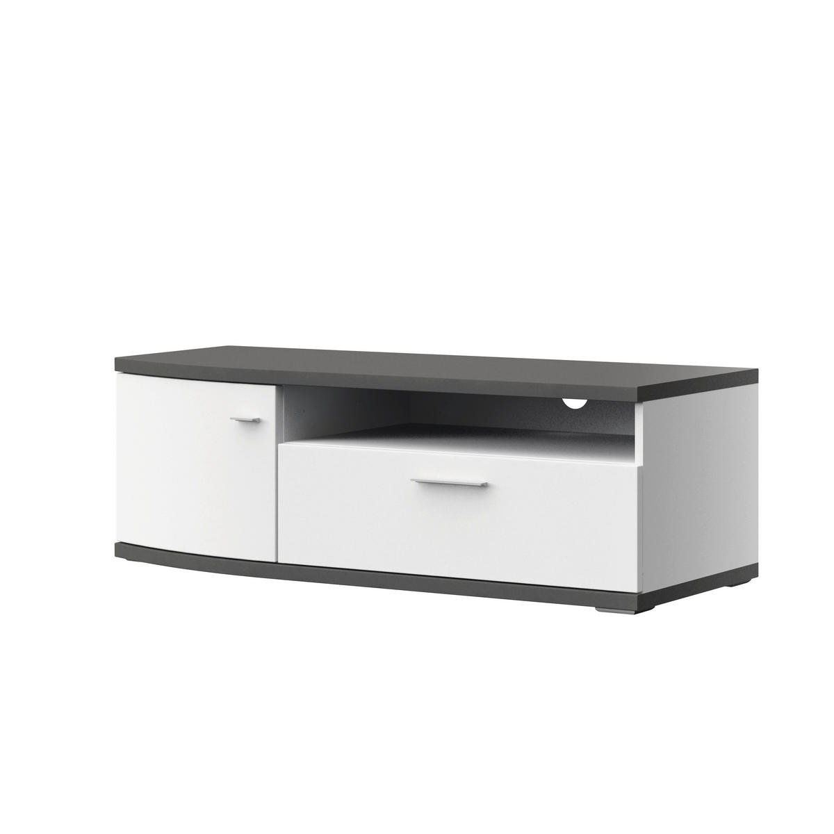 TV-ELEMENT - Weiß Hochglanz/Alufarben, Design, Holzwerkstoff/Kunststoff (121,3/40,5/50cm) - Xora
