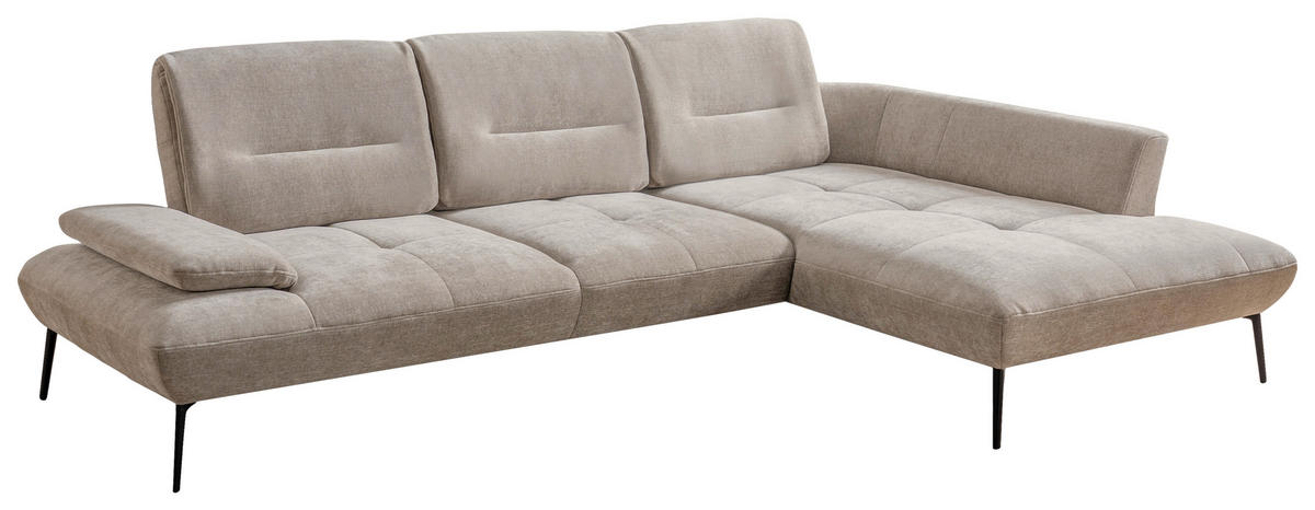 ECKSOFA  Chenille Taupe  - Taupe/Schwarz, Design, Textil/Metall (320/190cm) - Moderano
