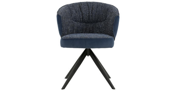 ARMLEHNSTUHL in Eisen Webstoff, Mikrofaser - Blau/Schwarz, Design, Textil/Metall (61/82,5/62,5cm) - Novel