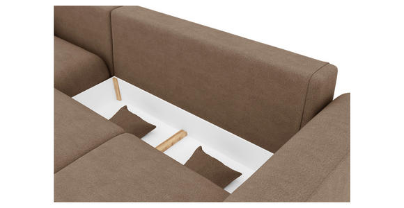 ECKSOFA in Lederlook Cappuccino  - Chromfarben/Cappuccino, KONVENTIONELL, Kunststoff/Textil (195/293cm) - Carryhome