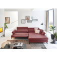 ECKSOFA Bordeaux Echtleder  - Bordeaux/Schwarz, Design, Leder/Metall (316/184cm) - Cantus