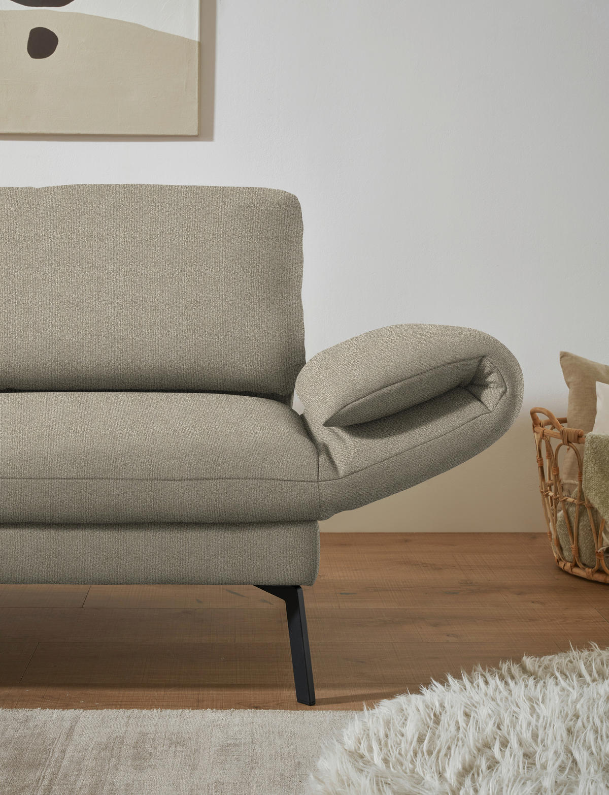 ECKSOFA  in Flachgewebe Sandfarben  175-224/255-365 cm  - Sandfarben/Schwarz, Design, Textil/Metall (175-224/255-365cm) - Dieter Knoll