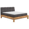 BOXSPRINGBETT 160/200 cm  in Dunkelgrau  - Dunkelgrau/Buchefarben, Natur, Holz/Textil (160/200cm) - Livetastic
