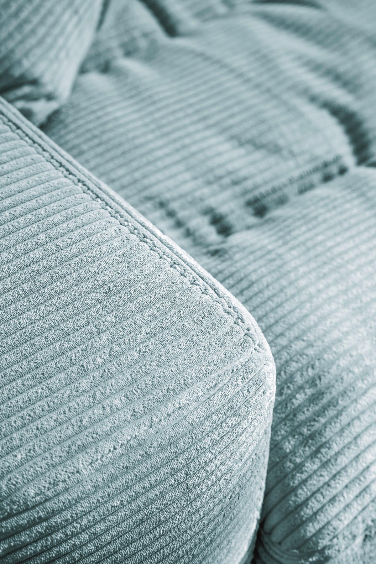ECKSOFA in Cord Hellblau  296/207 cm  - Schwarz/Hellblau, Design, Textil/Metall (296/207cm) - Dieter Knoll