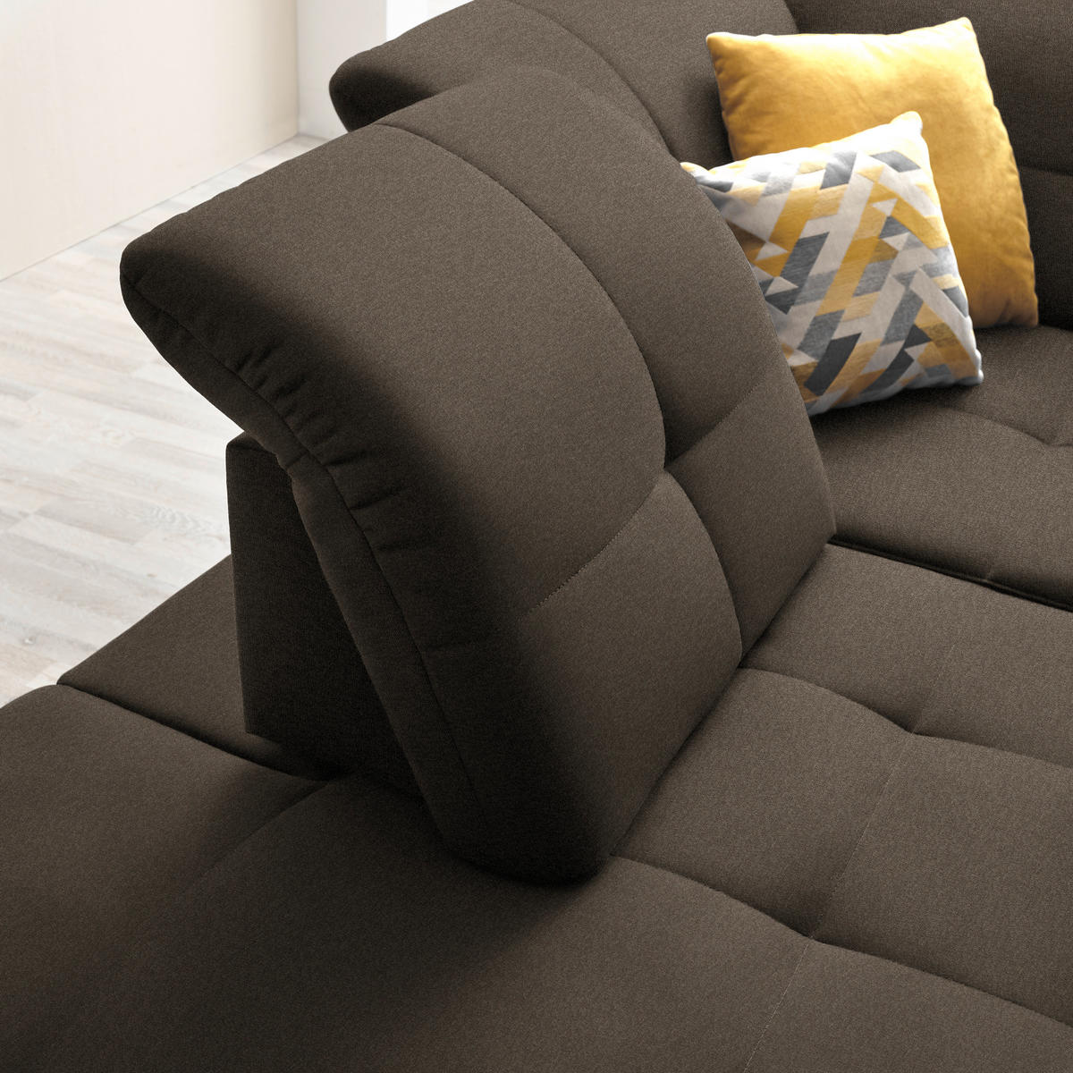 ECKSOFA in Chenille Dunkelbraun  - Dunkelbraun/Schwarz, Design, Textil/Metall (240/308cm) - Xora