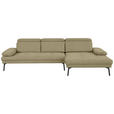 ECKSOFA Ottomane rechts, Eckteil  More_LZ Olivgrün Webstoff  - Schwarz/Olivgrün, Design, Textil/Metall (296/188cm) - Xora
