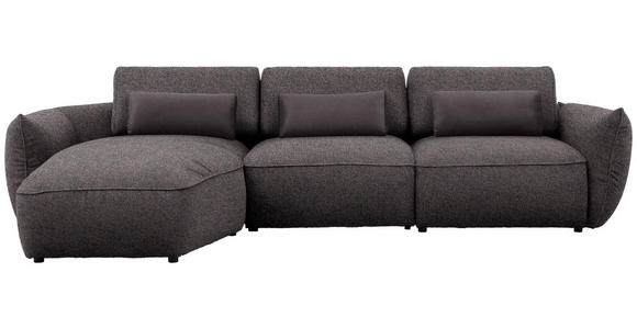 ECKSOFA  in Chenille Dunkelbraun  190/340 cm  - Dunkelbraun/Schwarz, Design, Kunststoff/Textil (190/340cm) - Belluti