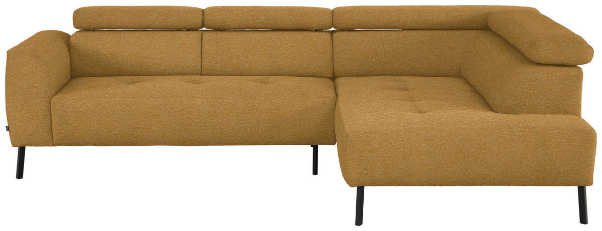 ECKSOFA in Chenille Currygelb  - Currygelb/Schwarz, Design, Textil/Metall (280/205cm) - MID.YOU