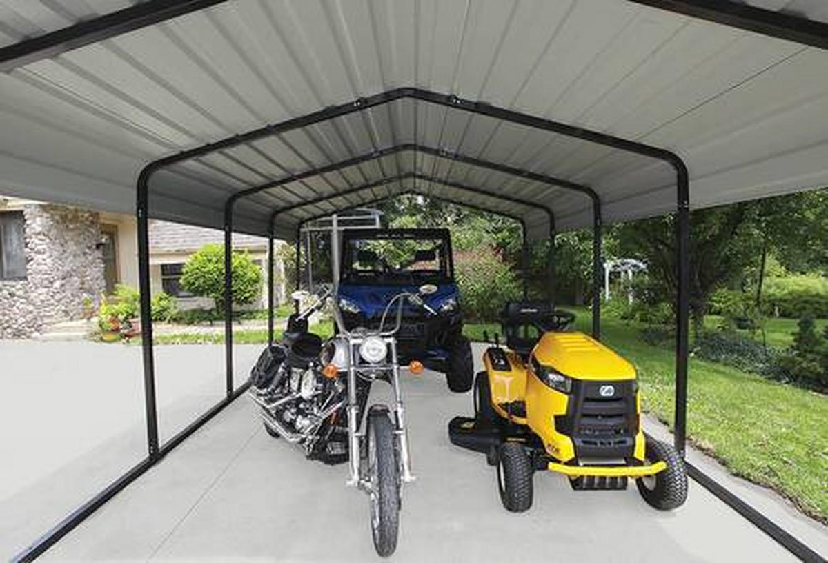 CARPORT 370/260/600 cm Stahl  - Grau, Basics, Metall (370/260/600cm) - Ambia Garden
