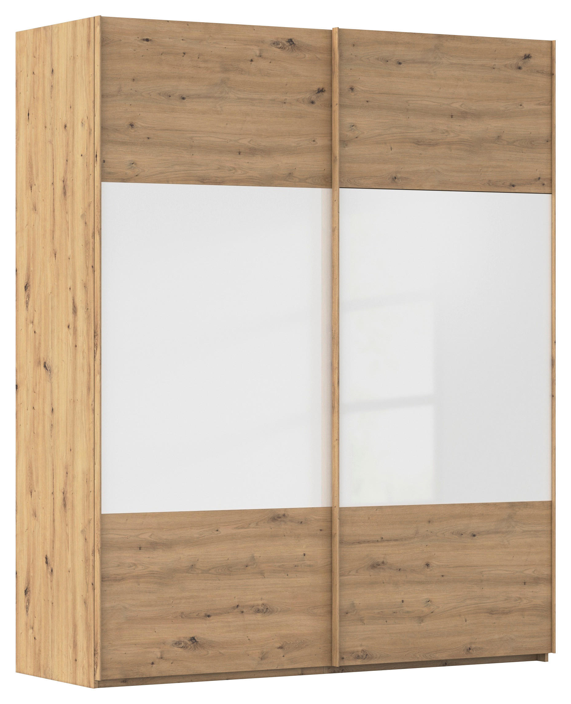 SCHWEBETÜRENSCHRANK 181/223/68 cm 2-türig Weiß, Eiche Artisan  - Eichefarben/Weiß, Design, Glas/Holzwerkstoff (181/223/68cm) - Xora