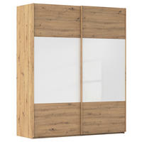 SCHWEBETÜRENSCHRANK 181/223/68 cm 2-türig Weiß, Eiche Artisan  - Eichefarben/Weiß, Design, Glas/Holzwerkstoff (181/223/68cm) - Xora