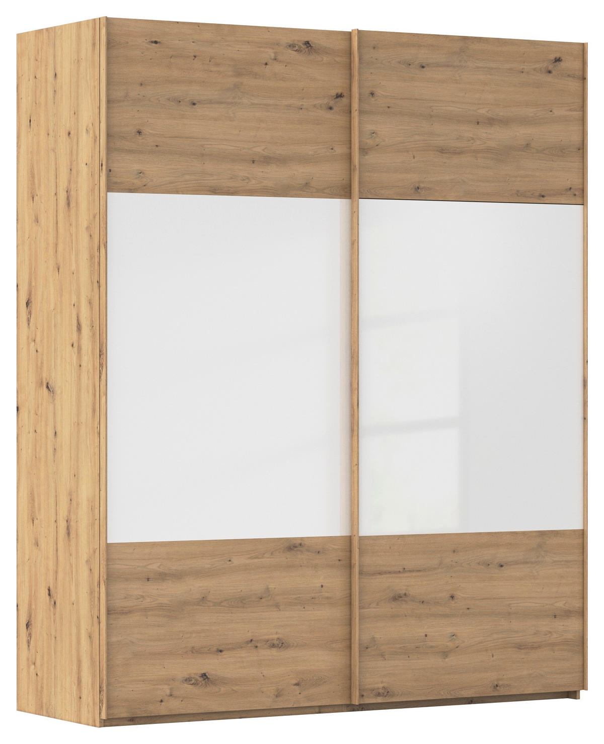 SCHWEBETÜRENSCHRANK 181/223/68 cm 2-türig Weiß, Eiche Artisan  - Eichefarben/Weiß, Design, Glas/Holzwerkstoff (181/223/68cm) - Xora