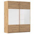 SCHWEBETÜRENSCHRANK 181/223/68 cm 2-türig Weiß, Eiche Artisan  - Eichefarben/Weiß, Design, Glas/Holzwerkstoff (181/223/68cm) - Xora