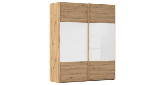 SCHWEBETÜRENSCHRANK 181/223/68 cm 2-türig Weiß, Eiche Artisan  - Eichefarben/Weiß, Design, Glas/Holzwerkstoff (181/223/68cm) - Xora