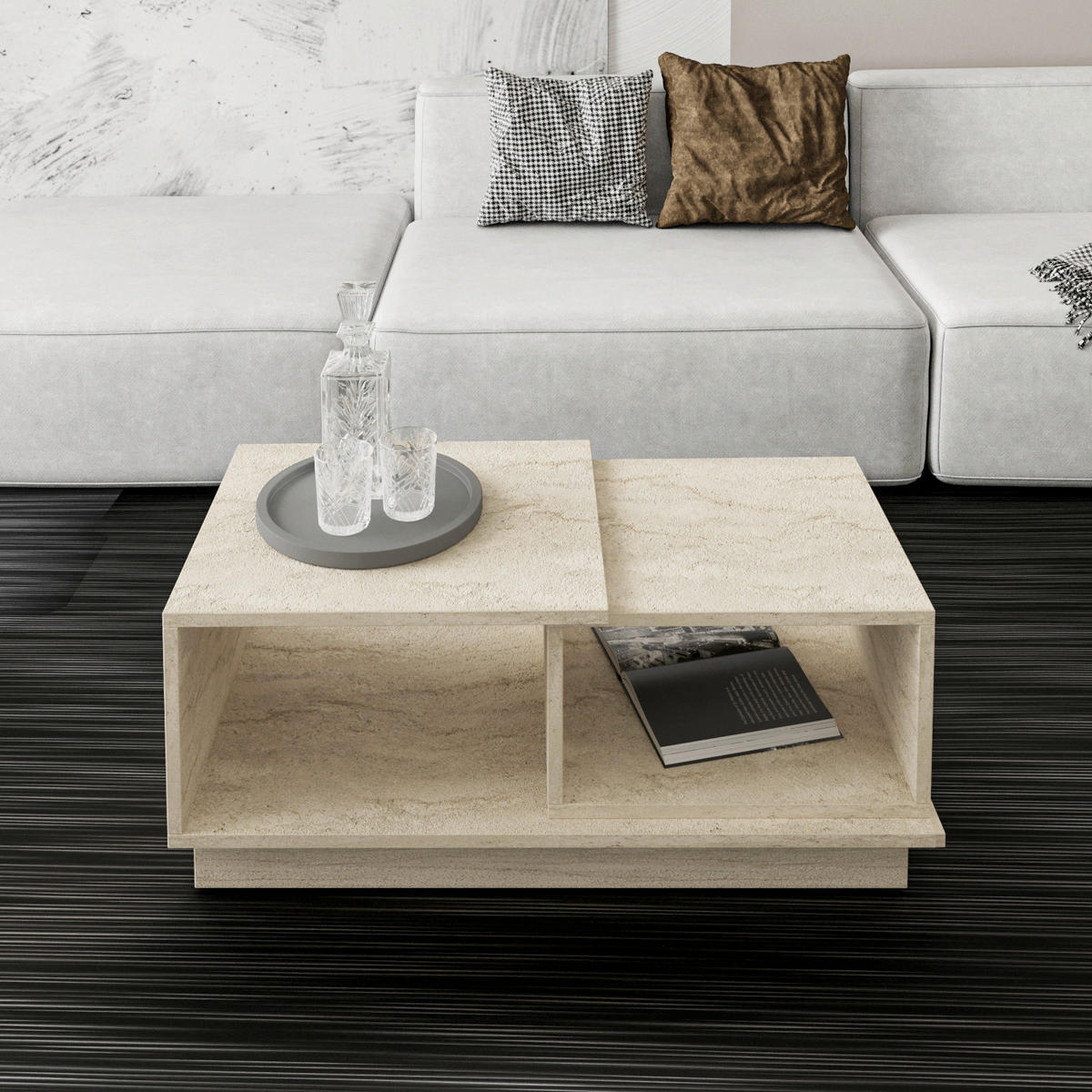 COUCHTISCH Holzwerkstoff 90/45/36 cm   - Beige, Design, Holzwerkstoff (90/45/36cm) - Livetastic