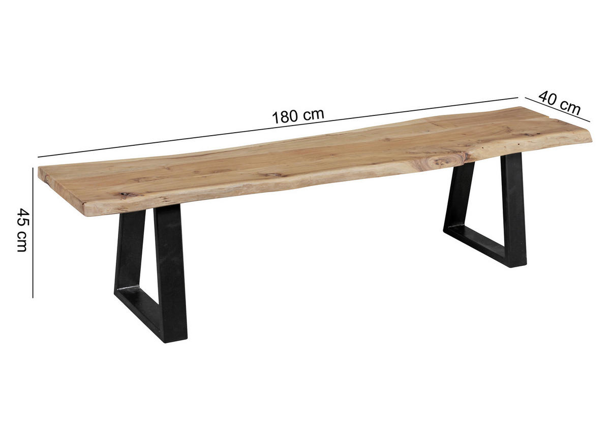 KLOP, les barve akacije  - črna/barve akacije, Design, kovina/les (180/45/40cm) - MID.YOU